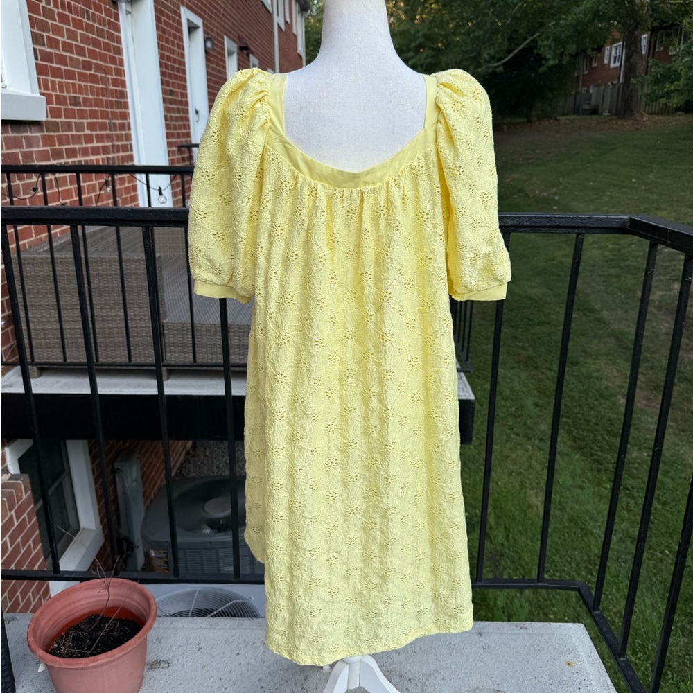NWT Anthropologie Mauve Yellow Eyelet Dress Size Small